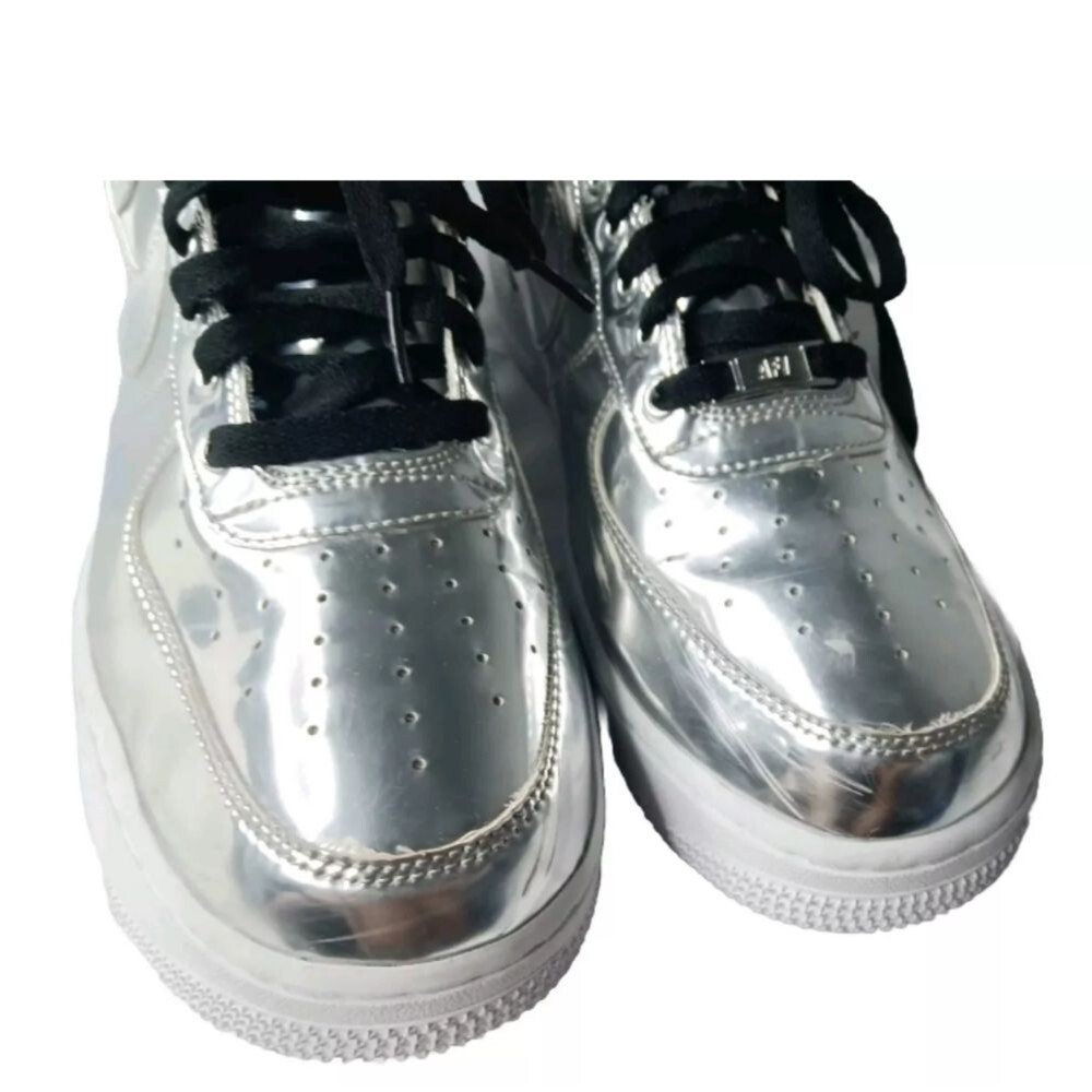 Nike Air Force 1 Low Metallic Chrome Womens Size 13.5 Shoes CQ6566-001 Silver - Picture 6 of 14